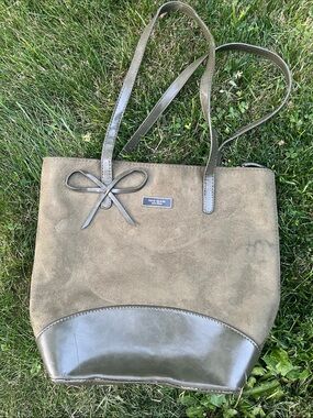 kate spade Olive Suede and Leather Bow Tote